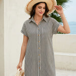 Casual Breathable 100% Cotton Shirt Dress with Pocket (US Only)