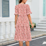 Boho Floral Layer Ruffle Hem Midi A-Line Dress (US Only)