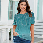 Lightweight Floral Print Puff Sleeve T-Shirt (US Only)