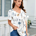Boho Loose Basic V-Neck T-Shirt (US Only)