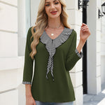 Zeagoo Womens 3/4 Sleeve V Neck Flounce Shirts (US Only)