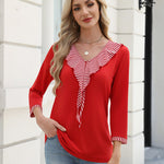 Zeagoo Womens 3/4 Sleeve V Neck Flounce Shirts (US Only)