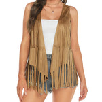 Women's Tassel Sleeveless Vest 70s Outfits for Women Hippie Clothes Fringe Jacket Cardigan S-XXL - Nadorine (Us Only)