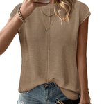 Nadorine Cap Sleeve Sweater Vest Sleeveless Knit Tops