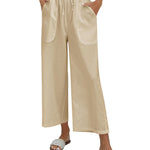 Nadorine Cotton Linen Pants Wide Leg Long Palazzo Pants