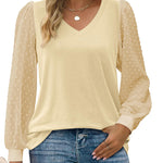 Nadorine Women's Blouses Dressy Casual V Neck Top