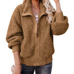 Fuzzy Fleece Jackets Oversized Open Front Coat Zipper Outwear(TTShop02) - Nadorine (Us Only)