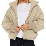 Women's Winter Long Sleeve Full Zipper Baggy Puffer Short Down Jacket Coat - Nadorine (Us Only)
