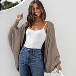 Nadorine Open Front Oversized Batwing Sleeve Knit Cardigan