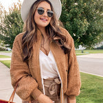 Fuzzy Fleece Jackets Oversized Open Front Coat Zipper Outwear(TTShop02) - Nadorine (Us Only)