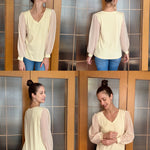 Nadorine Women's Blouses Dressy Casual V Neck Top