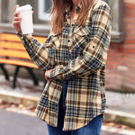 Long/Roll Up Sleeve Cotton Plaid Shirts - Nadorine (Us Only)