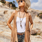 Women's Tassel Sleeveless Vest 70s Outfits for Women Hippie Clothes Fringe Jacket Cardigan S-XXL - Nadorine (Us Only)