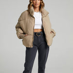 Women's Winter Long Sleeve Full Zipper Baggy Puffer Short Down Jacket Coat - Nadorine (Us Only)