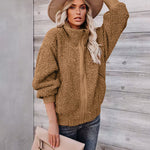 Fuzzy Fleece Jackets Oversized Open Front Coat Zipper Outwear(TTShop02) - Nadorine (Us Only)