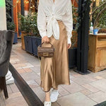 Satin Zipper Elegant Work Skirts - Nadorine (US Only)