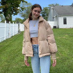 Women's Winter Long Sleeve Full Zipper Baggy Puffer Short Down Jacket Coat - Nadorine (Us Only)