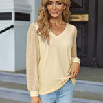 Nadorine Women's Blouses Dressy Casual V Neck Top