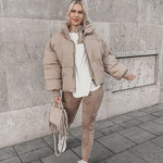 Women's Winter Long Sleeve Full Zipper Baggy Puffer Short Down Jacket Coat - Nadorine (Us Only)