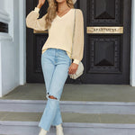 Nadorine Women's Blouses Dressy Casual V Neck Top