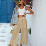 Nadorine Cotton Linen Pants Wide Leg Long Palazzo Pants