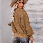 Fuzzy Fleece Jackets Oversized Open Front Coat Zipper Outwear(TTShop02) - Nadorine (Us Only)
