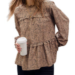 Women's Tops Casual Floral Print Long Sleeve Ruffle Loose Babydoll Shirt Blouse Tunic Top - Nadorine (Us Only)