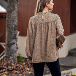 Women's Tops Casual Floral Print Long Sleeve Ruffle Loose Babydoll Shirt Blouse Tunic Top - Nadorine (Us Only)