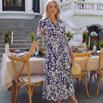 Oriana | Collared Long Sleeve Waist Tie Midi Dress