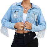 Long Sleeve Crop Denim Jacket - Nadorine (Us Only)