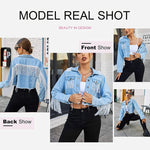 Long Sleeve Crop Denim Jacket - Nadorine (Us Only)