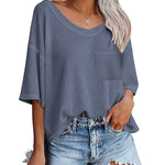 Loose Blouse Casual V Neck Shirt - Nadorine (Us Only)