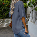 Loose Blouse Casual V Neck Shirt - Nadorine (Us Only)