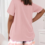 2 Pieces Outfit Graphic Pattern Short Sleeve Top and Casual Tie Dye Print Pants Set
