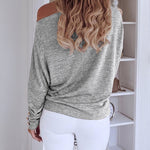 Women's Multi Way Neck Long Sleeve Top Gold Button Detail Casual Knit Tee