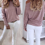 Women's Multi Way Neck Long Sleeve Top Gold Button Detail Casual Knit Tee