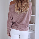 Women's Multi Way Neck Long Sleeve Top Gold Button Detail Casual Knit Tee