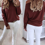 Women's Multi Way Neck Long Sleeve Top Gold Button Detail Casual Knit Tee
