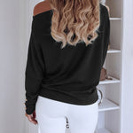 Women's Multi Way Neck Long Sleeve Top Gold Button Detail Casual Knit Tee