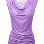 Ruched Cowl Neck Tank Tops - Nadorine (Us Only)