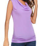 Ruched Cowl Neck Tank Tops - Nadorine (Us Only)