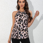 Nadorine High Neck Halter Tops Sleeveless Flowy Cami Blouse