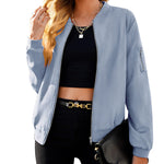 Faux Bomber Zip Up Lightweight Jacket Coat with Pockets - Nadorine (Us Only)