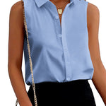 Sleeveless Button Down Tank Tops - Nadorine (Us Only)