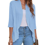 Nadorine Women's 3/4 Sleeve Draped Ruffles Cardigan