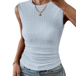 Nadorine High Neck Tank Top Casual Ribbed Knit Shirts