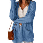 Nadorine Women's 2023 Fall Winter Cardigan Sweaters Long Sleeve Open Front Cable Knit Outwear Coat with Pockets