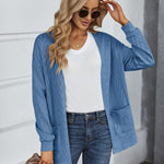 Nadorine Women's 2023 Fall Winter Cardigan Sweaters Long Sleeve Open Front Cable Knit Outwear Coat with Pockets
