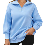 Nadorine Women Sweatshirts Quarter Zip Stand Collar Pullovers Fleece Workout Hoodies Y2K Clothes