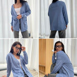 Nadorine Women's 2023 Fall Winter Cardigan Sweaters Long Sleeve Open Front Cable Knit Outwear Coat with Pockets